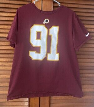 Washington Redskins Ryan Kerrigan #91 Nike Tee Graphic Print t shirt Adult XL